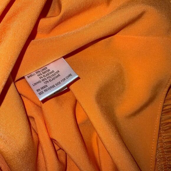 NWT Gianni Bini Tory Orange Short Sleeve Linen Dress size 6 - Picture 6 of 6